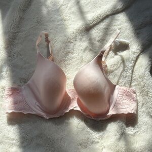Aerie Sunnie Full Coverage Bra 34B | Light Pink Lace Back | Everyday Comfort